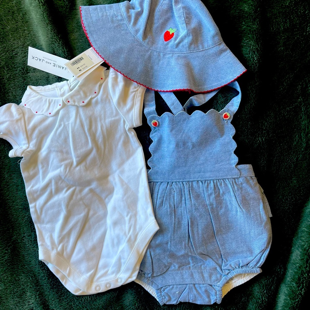NWT , 3-6 mo, strawberry fields girls set